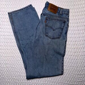 True VTG 90s Levis 550 Orange Tab Relaxed Fit Distressed Jeans Light Wash 30x32